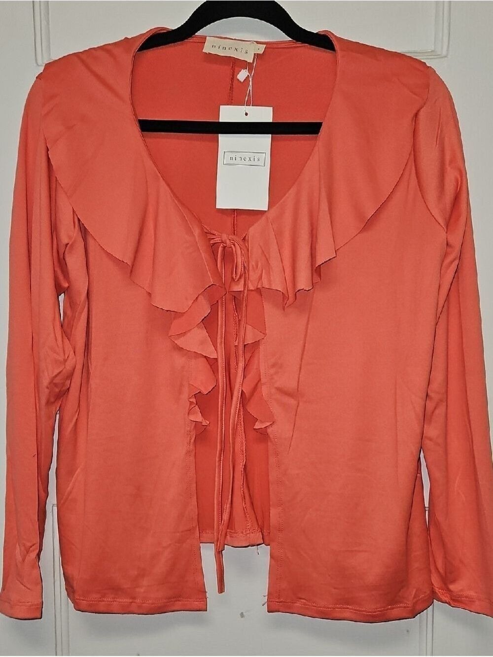 Ninexis Coral Ruffle Tie-Front Women's Top